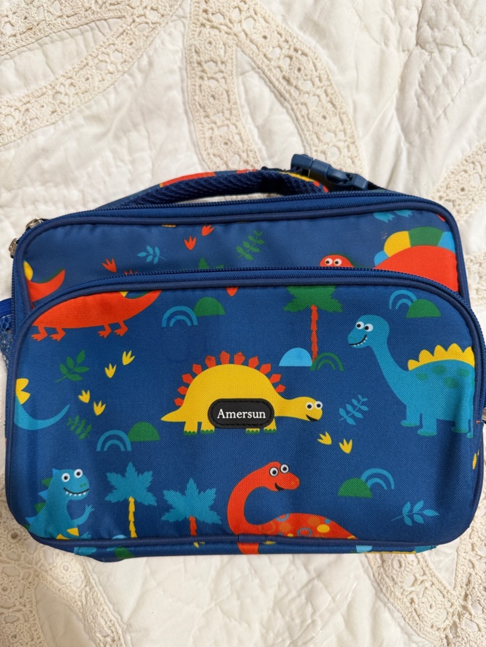 Kids Blue Dinosaur Lunch Tote